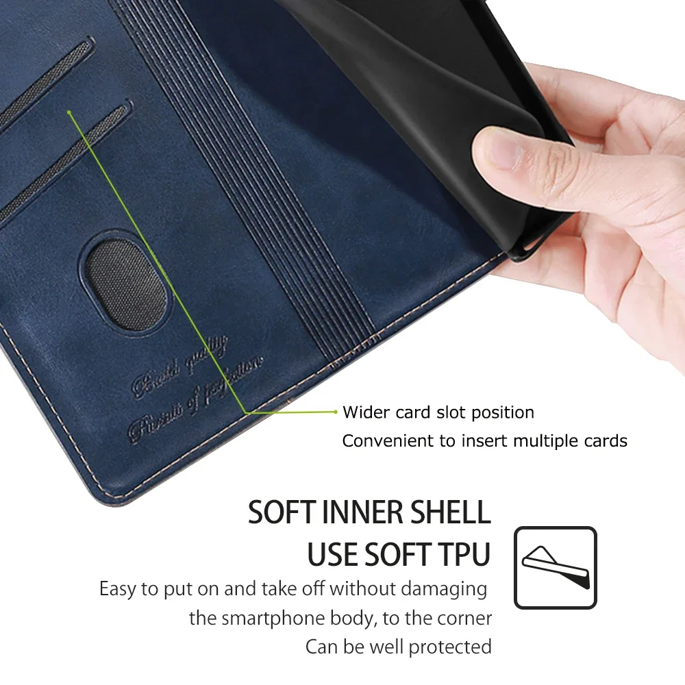 Business Magnetic Wallet Phone Case for Samsung Galaxy M54 M34 M15 F15 5G Flip Cover Book Leather Case for Galaxy M15 Card Slots