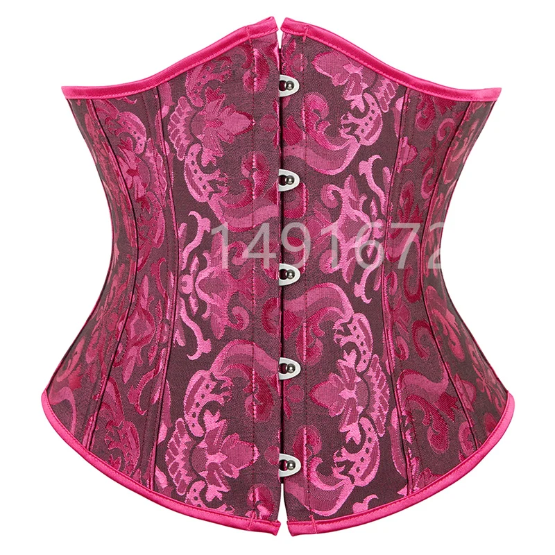 Sapubonva Brown Corset Underbust Top Plus Size Satin Waist Cincher Sexy Gothic Workout Corsets Lingerie Korsett Women Blalck Red