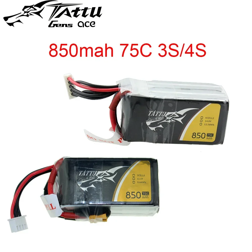 Bateria recarregável Ace Tattu LiPo 850mAh 75C 45C 3S 4S 1P para RC FPV Racing Drone Quadricóptero