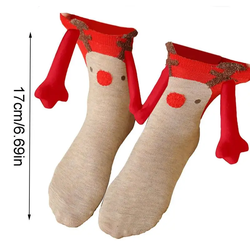 Magnetic Holding Hands Socks Breathable Christmas Magnetic Couple Socks Cartoon Cotton Socks For Daily Life Sports Walking