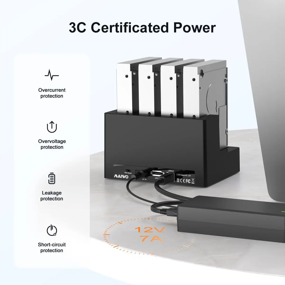 MAIWO 4 Bay Hard Drive Docking Station LED 96TB USB3.0 ออฟไลน์ Cloning Hard Drive Duplicator สําหรับ 2.5 ''3.5'' SATA SSD HDD