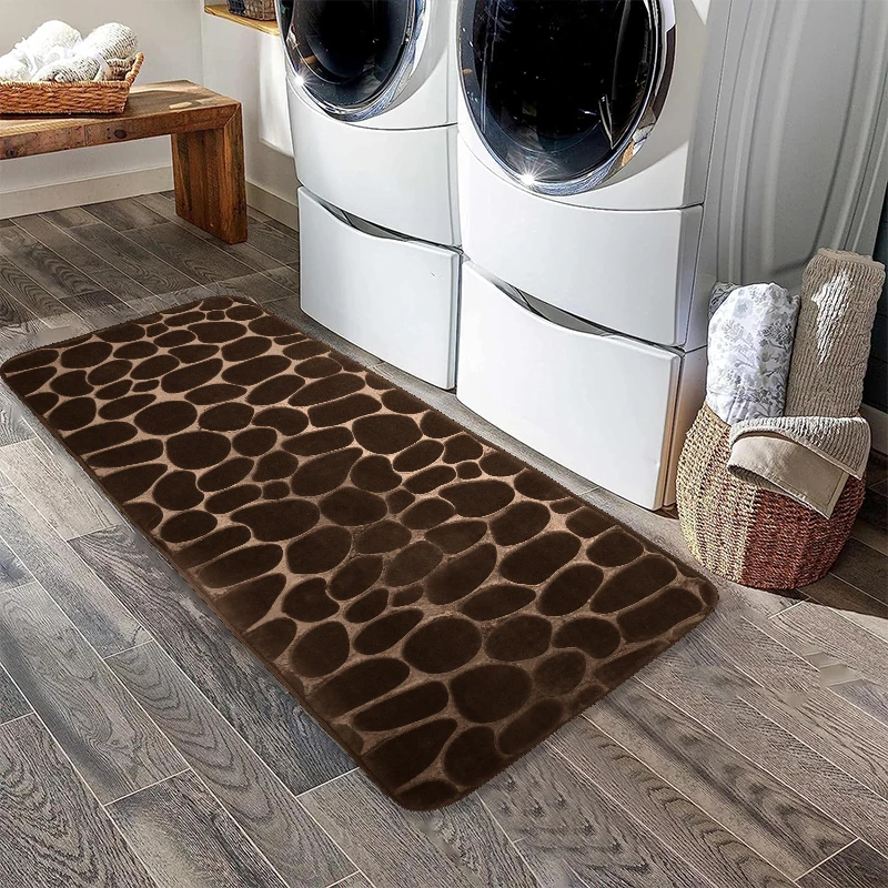 Cobblestone Bath Mat Absorbent Anti Slip Bath Rug Washable Soft Comfortable Memory Foam Carpet For Bathroom Bedroom Kitchen