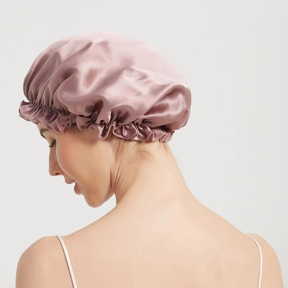 100% noite de seda amoreira sleeping cap bonnet chapéus para cabelo feminino envoltório com faixa elástica 16 momme