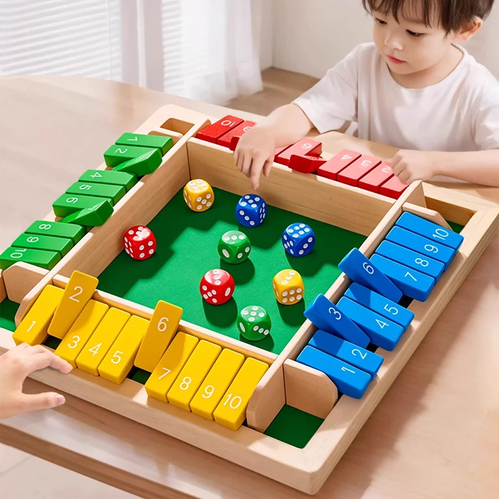 4/6 لاعبين اغلاق الصندوق لعبة النرد لوحة خشبية الجدول الرياضيات لعبة ألعاب الطاولة ستة جوانب لعبة بالتخبط ألعاب داخلية اغلاق الصندوق