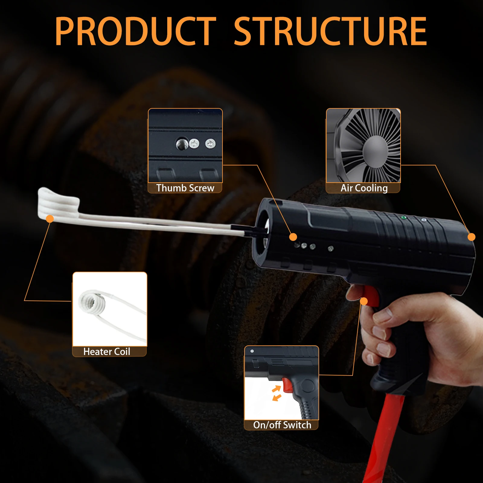 1500W Electromagnetic Induction Heater Induction Heater Bolt Removal Tool Handheld Fast Heating Induction Bolt Flameless Heating