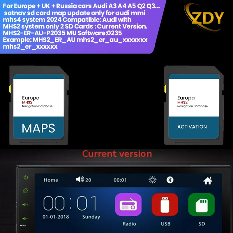 2024 gps sd card for audi a3 a4 a5 q2 q3 satnav map update only for audi mmi mhs4 system