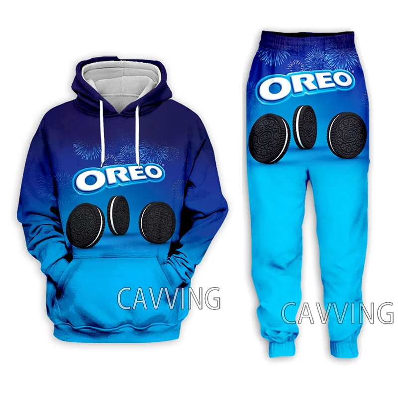 OREO 3D Printed Casual Hoodies Hooded Sweatshirt Pants Jogging Pants Trousers Suit Clothes Women Men Sets