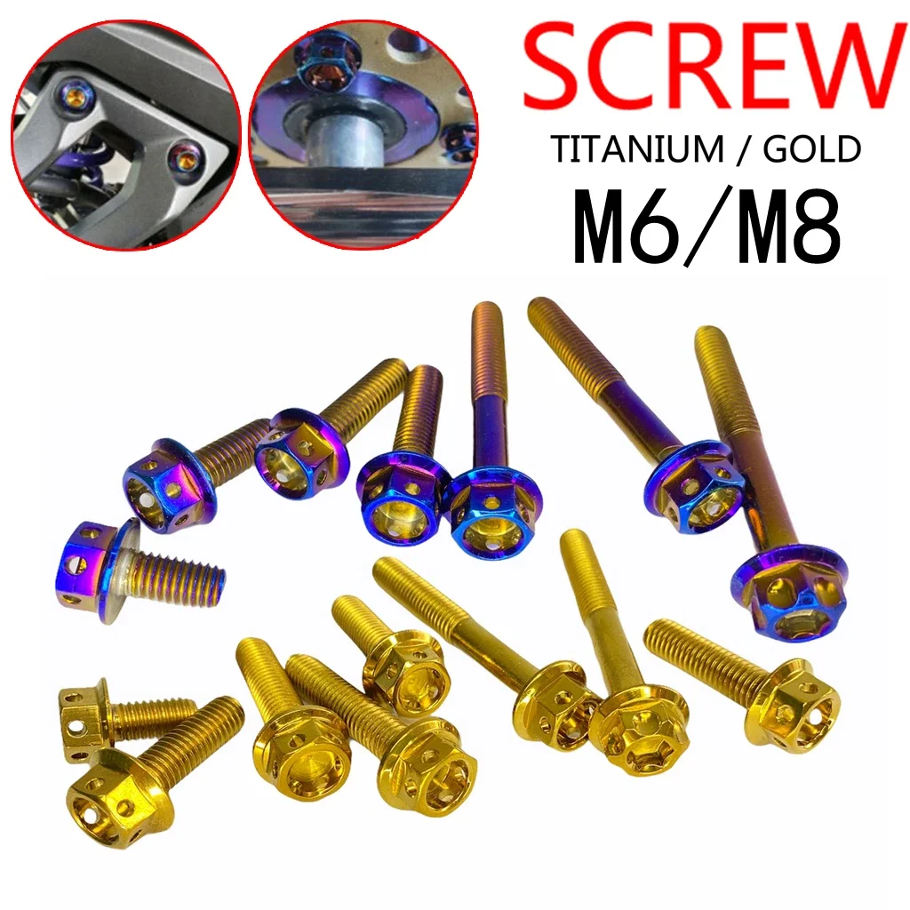 1 PCS motorcycles Universal M6/M8 Titanium Alloy Screw cylinder bolt（gold/iridescent）10/12/15/20/25/30/35/40/45/50/55/60/70mm