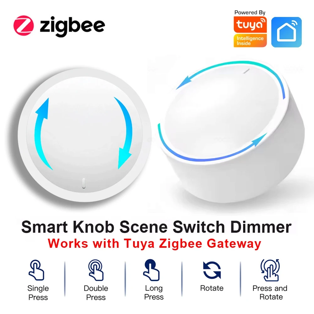 

ZigBee Tuya Smart Knob Switch Dimmer Removeable Wireless Scene Linkage Push Button Light Automation Scenarion Remote PanelZigBee