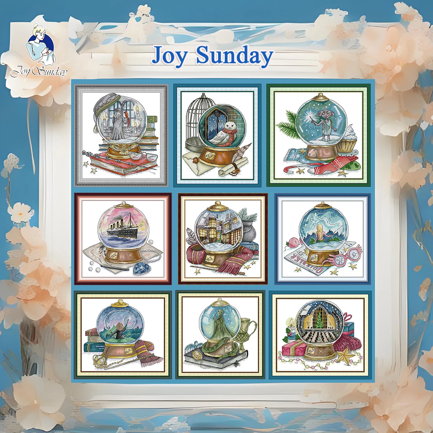 

Joy Sunday Pre-printed Cross Stitch Kit Easy Pattern Aida Stamped Fabric Embroidery Set-Magic Crystal Ball 1-9