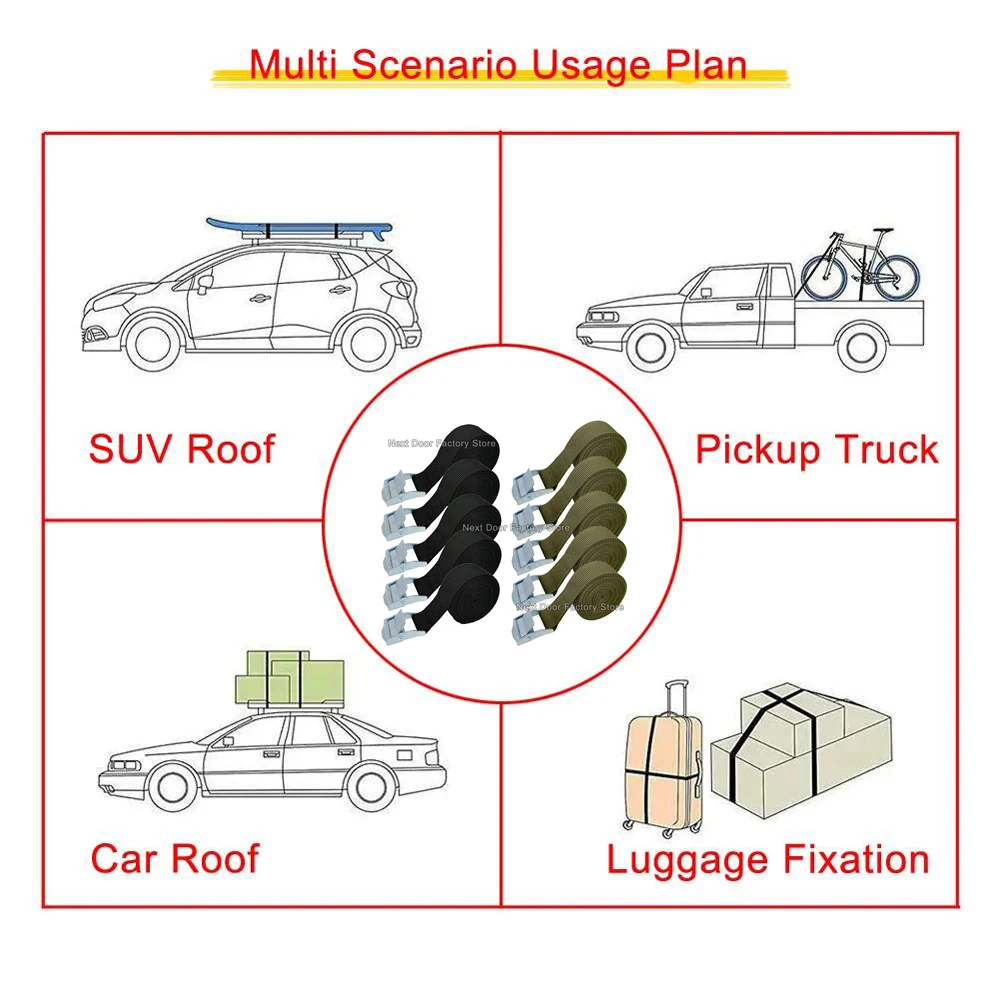 5 قطعة 1 متر مشبك التعادل أسفل حزام البضائع الأشرطة لسيارة دراجة نارية مع مشبك معدني حبل للسحب حزام السقاطة للأمتعة 2 ألوان #6