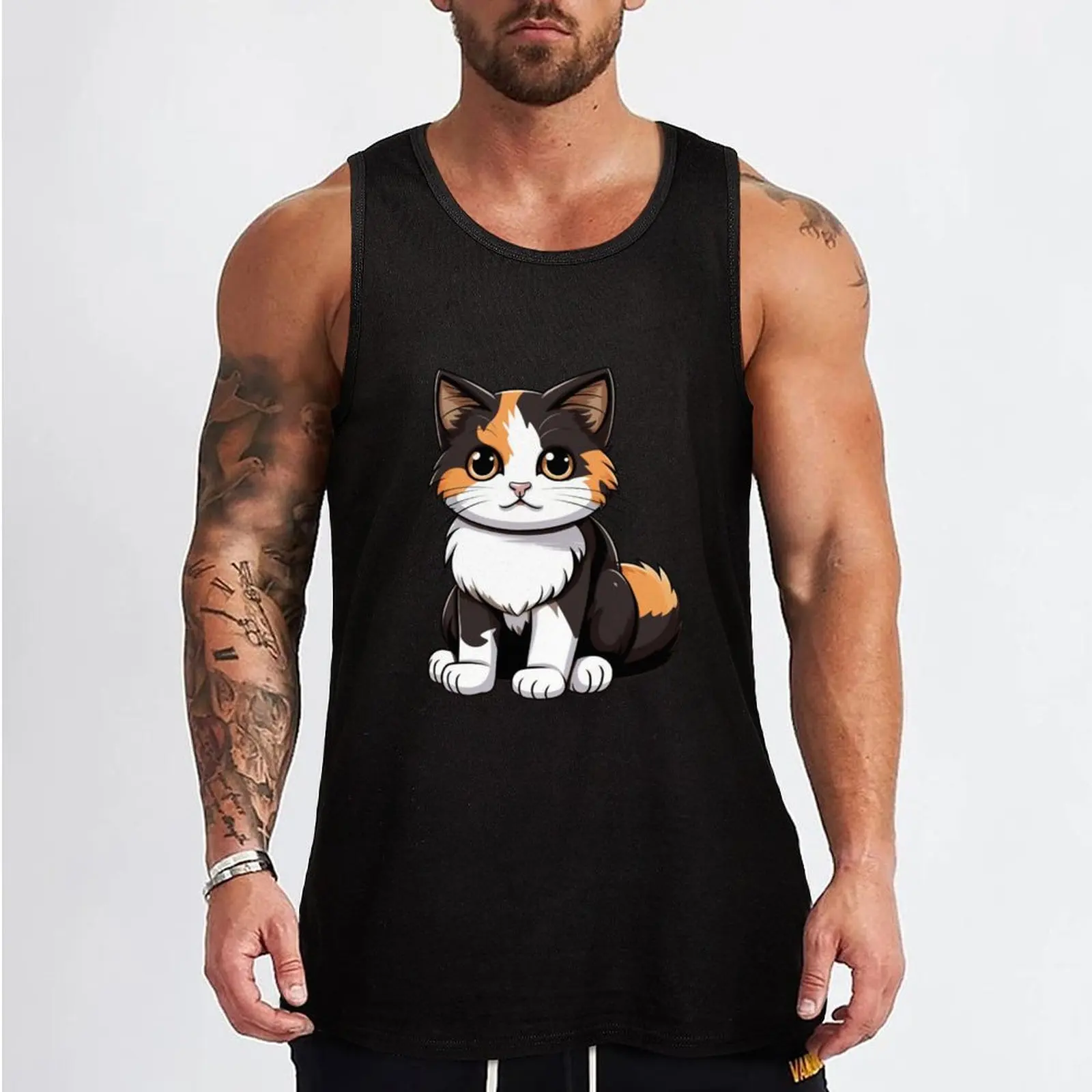 Whiskered Charm: Adorable Calico Cat Artistry Tank Top summer 2025 sleeveless shirts clothing men sleeveless shirt man