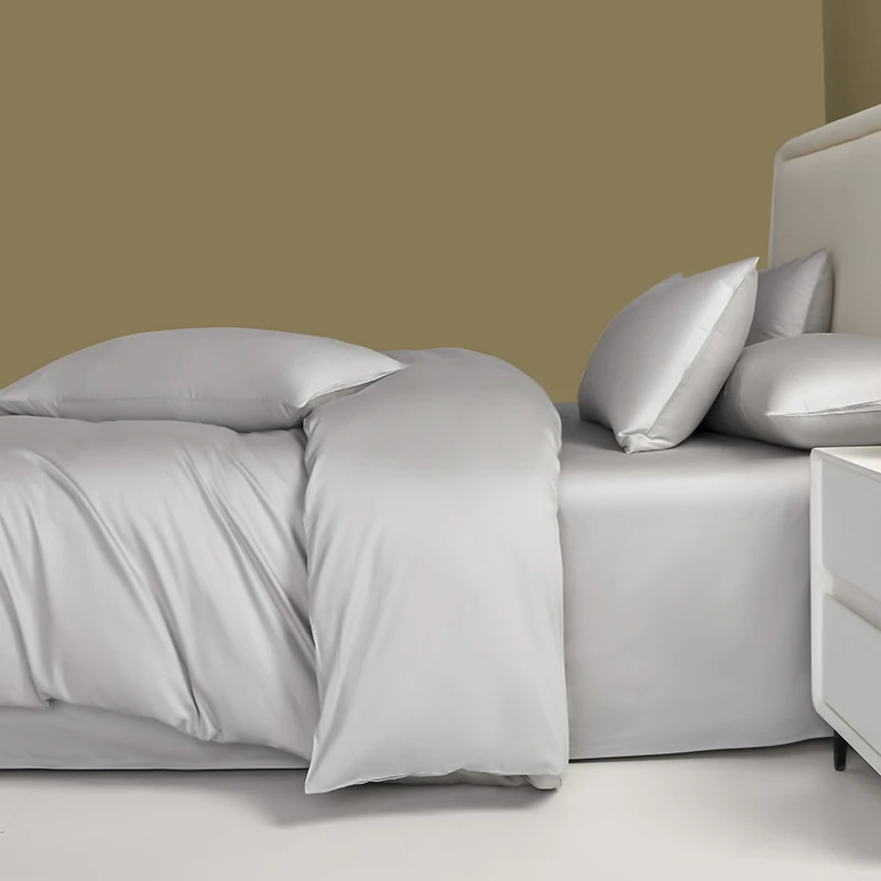 1pc Light Gray Duvet Cover Silky Smooth Breathable Lyocell Quilt Cover Luxury Simple Home Hotel Bedding 229*229 Drop Shipping