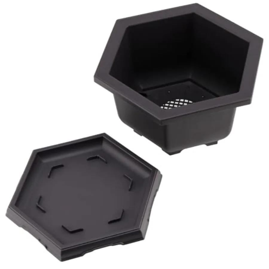 4 Pack Plastic Bonsai Pot 7.5 Inches Bonsai Training Pots with Drainage Humidity Tray Large Bonsai Plant Tree Pots for Garden Y