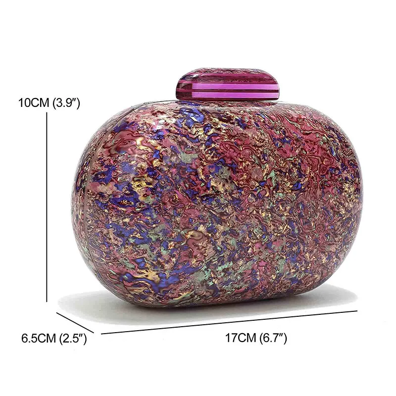 YYW Design Shell Acrylic Clutch Purse Women Marble Bag Luxury Elegant Lady Evening Bag Roud Cute Purple Handbag Shoulder Bags