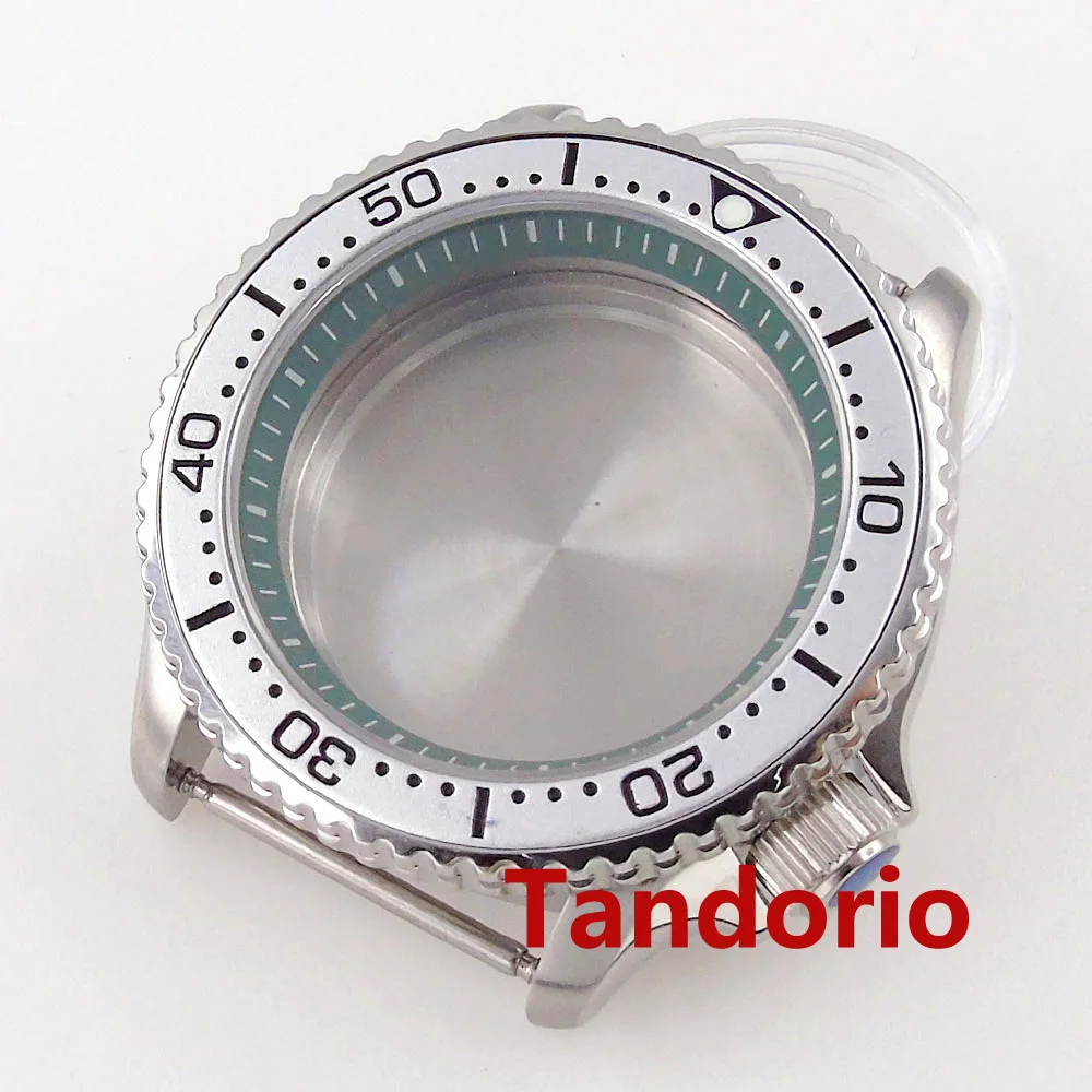 41mm Watch Case For NH35 NH36 SKX007 Movement Sapphire Glass 38mm stainless steel bezel insert Green Insert White Bezel