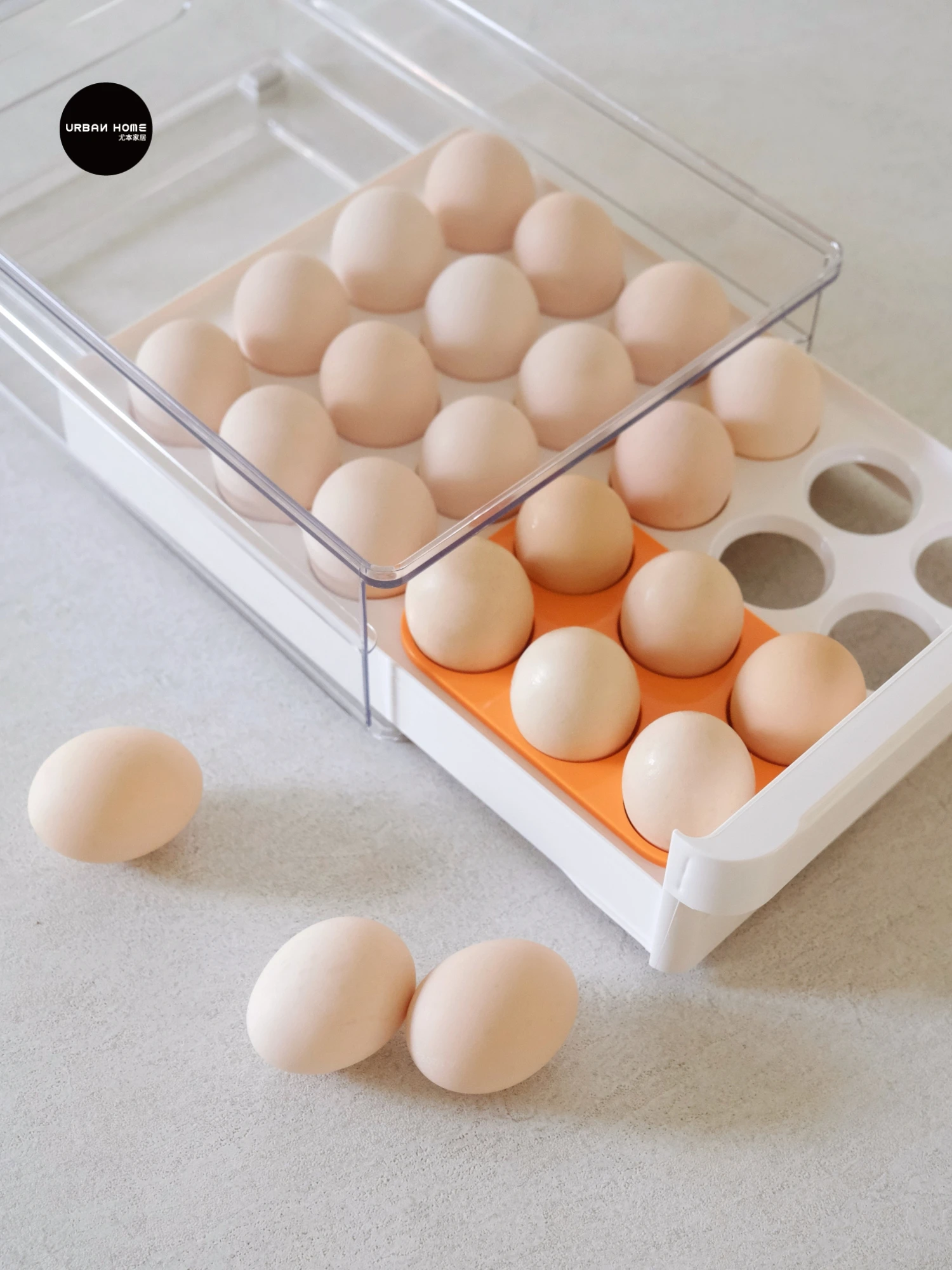

Food Grade Egg Storage Box Drawer Style Home Use PET Egg Tray Organizer Box URBAN HOME YB20251023001 Plastic Material