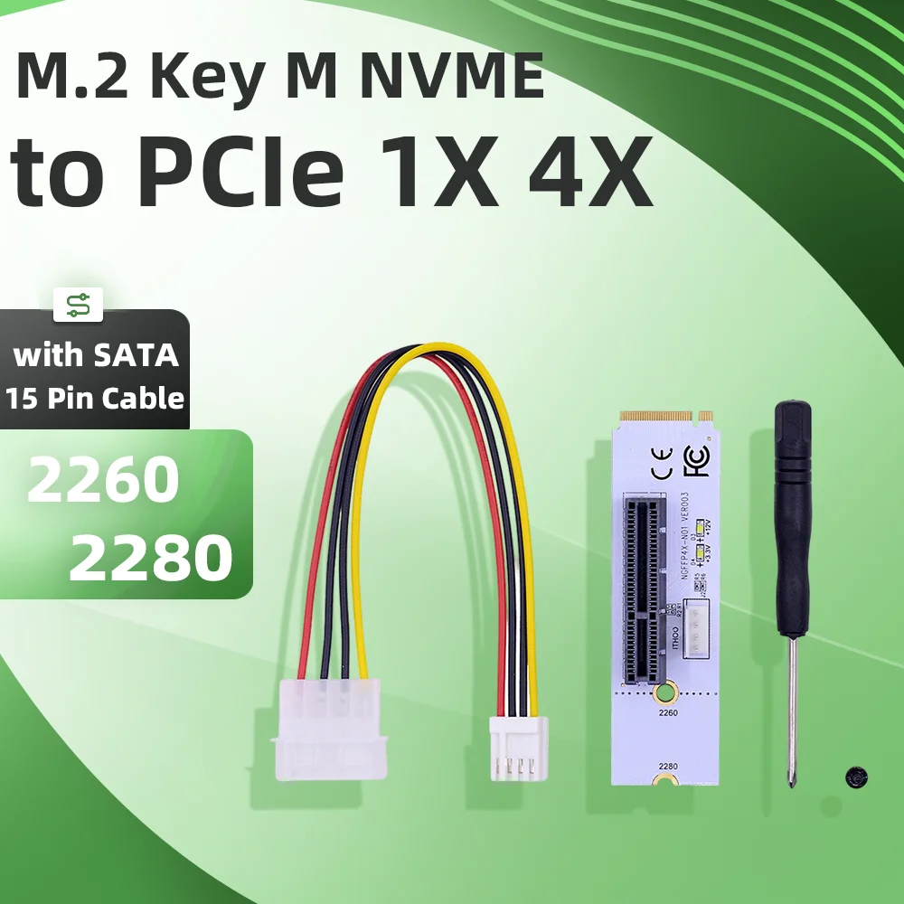M.2 Key M NVME to PCIe 1X 4X Adapter Card Full 4X Signal NGFF M2 Converter Card With LED Indicator Desktop PC Expansion Card