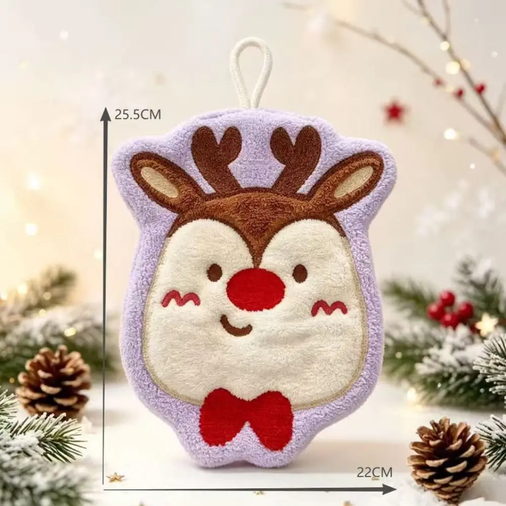 Water Absorption Christmas Hand Towels Coral Fleece Quick-drying Christmas Tree Handkerchiefs Hanging Cleaning