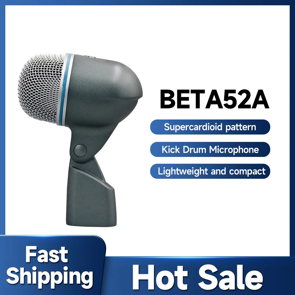 Beta52A Dynamic Kick Drum Wired Microphone Microfone Supercardioid Kick Drum MIC Beta52A