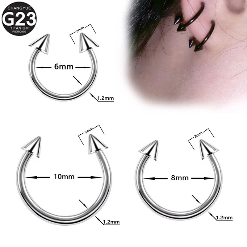 F136 tytanowe Piercing przegrody kolczyk w nosie półokrągła sztanga podkowy stożkowe kolczyki do małżowiny ucha Helix Piercing biżuteria 16G,kolczyk