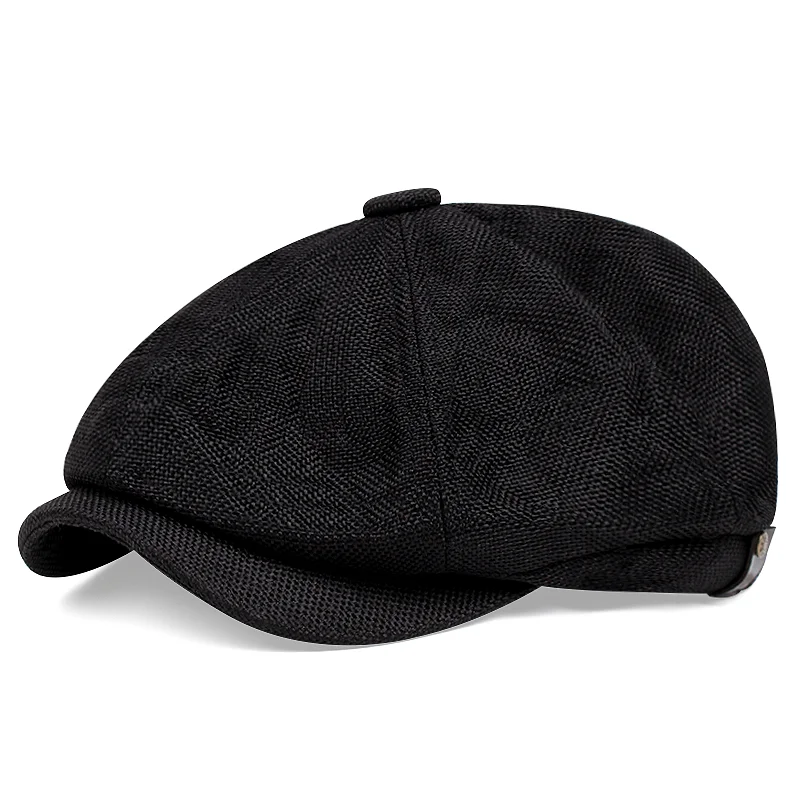 2022 new men\'s linen octagon Newsboy Hat Outdoor casual versatile beret mens hat ゴルフキャップ beret кепки мужские стильные