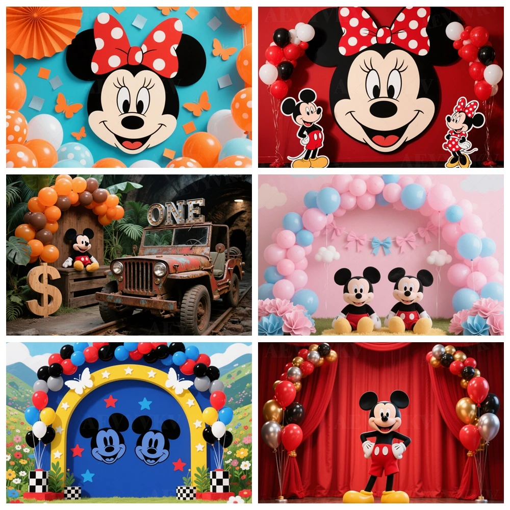 

Disney Mickey Mouse Background Children's Birthday Party Decoration Custom Baby Shower Portrait Photography Studio Backdrop