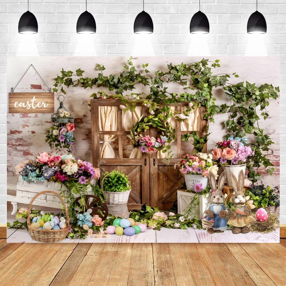 

Spring Garden Easter Backdrop Rabbit Decor Flower Photography Background Bunny Flag Party Newborn Baby Portrait Photobooth Props