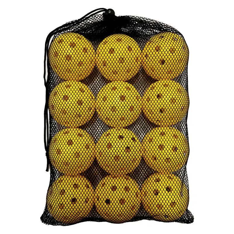 12-teiliges Pickleball-Ball-Set, 74 mm, 40 Löcher, PE-Outdoor-Übungsbälle mit Netzbeutel für Wettkämpfe, Pickleball-Packs. – Detail 12