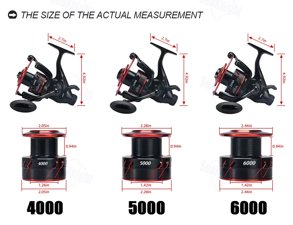 بكرة صيد سمك ماركة SeaKnight Baitrunner لصيد سمك الشبوط 4000 5000 6000 نظام الكبح المزدوج 12 كجم 10BB بكرات صيد سمك الشبوط