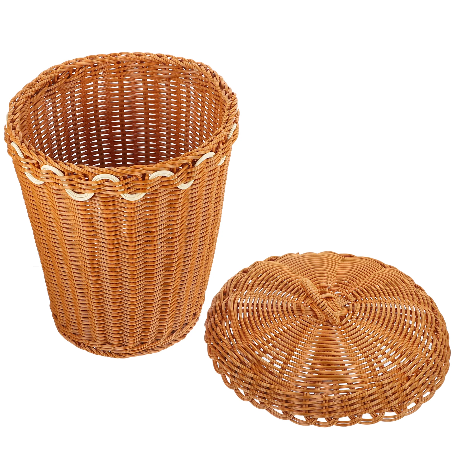 

Woven Storage Basket Round Brown Laundry Trash Can H held Clothing Baskets Toys ganizer PP Material Home Container