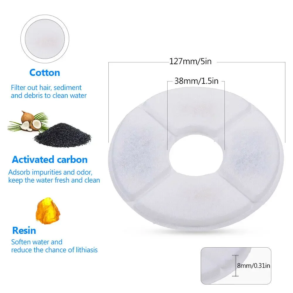 Cat Water Fountain Filter Stainless Steel Top,12 Carbon Filters Pack, Cat Fountain Pet Water Fountain Activated Carbon Filter