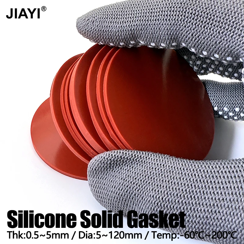 Dia 4~50mm Red Solid Silicone Circular Gasket 1mm -2mm Thickness Thermal Leakproof  Shock absorption Function Seal Gasket Sheet