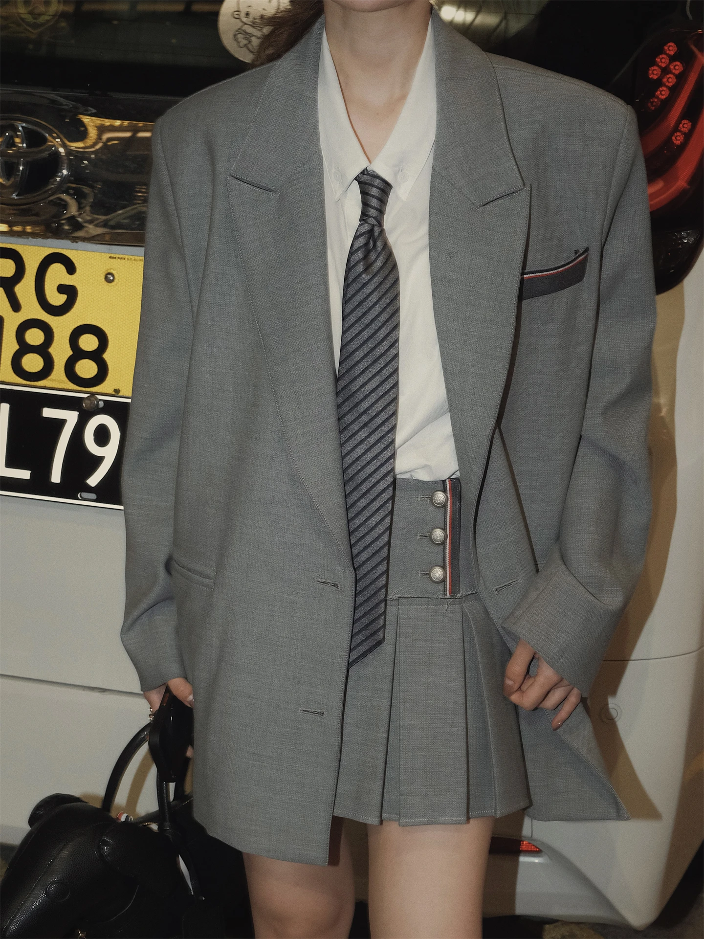 

Young Preppy Sle Suit And Skirt Set Women's Faion Ensemble Long Sve Midi Coat Young Preppy Sle Winter Spring Collection
