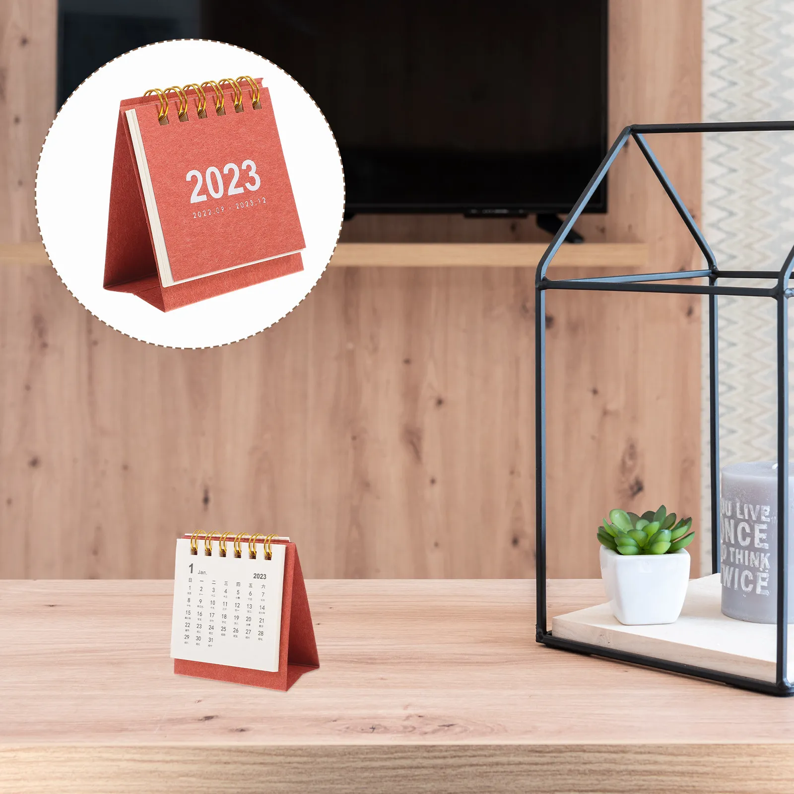 

1Pcs 2023 Mini Desktop Calendar Premium Paper Standing Tabletop Calendar for Office Home School Planner Memo Organizer Decor