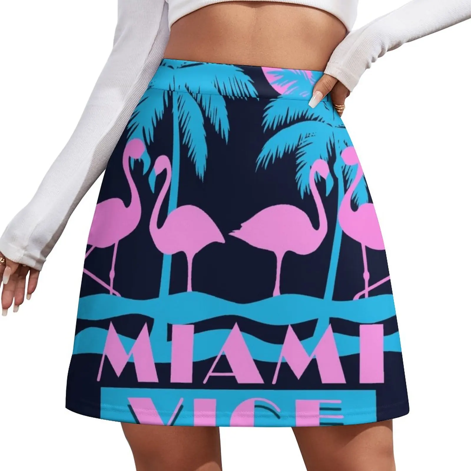 Miami Vice - Flamingo Florida Mini Skirt Skirt satin women's clothing trend 2023 summer outfits for women 2023 Female dress