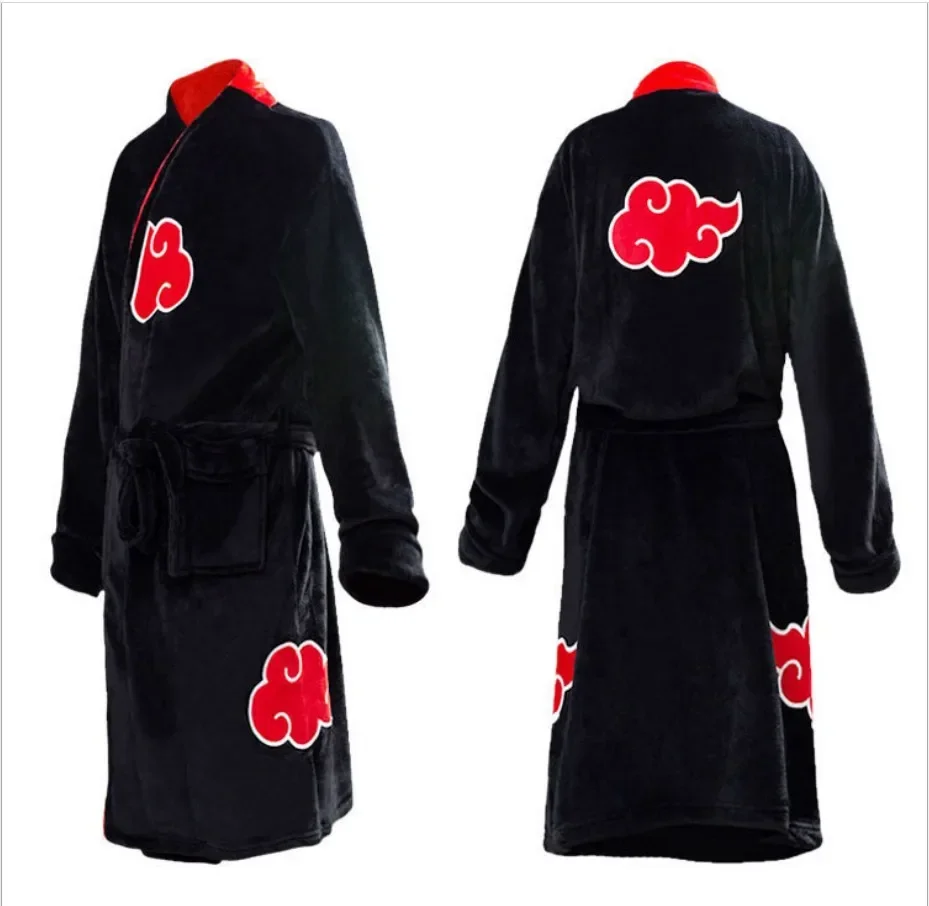 Animation Naruto Autumn and Winter Xiao Organization Men and Women Flannel Home Clothes Nightgown Cosplay Battle Robe Bathrobe