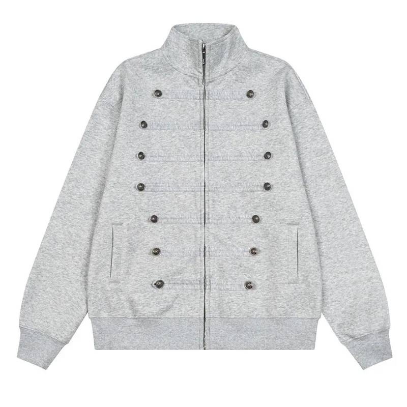 Hip Hop Vintage Stand Collar Jackets Coats Streetwear Harakuju Outwear Tops For Male