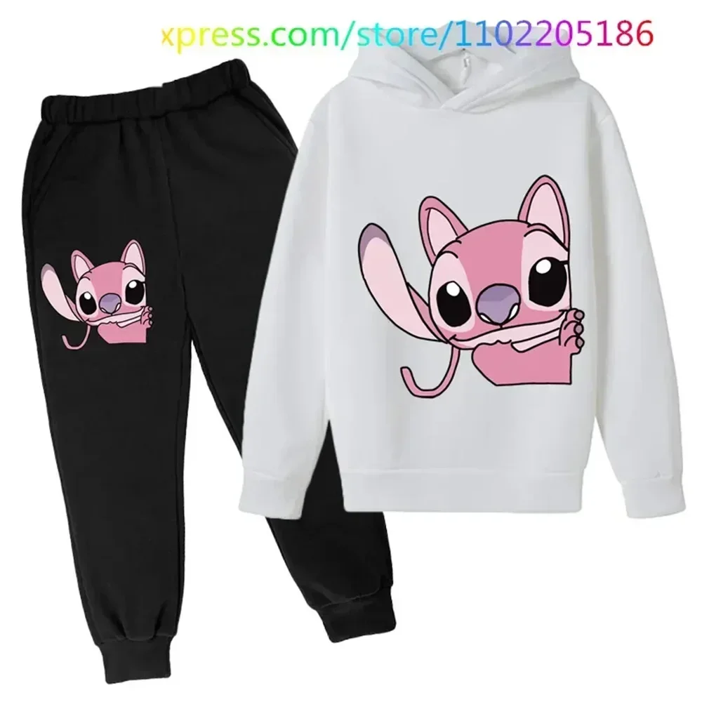 2024 NEW Spring Autumn Girls Stitch Hoodie Set Kids Christmas Clothes Casual Boys Suit Children Suit Hoodies and Pants 2Pcs