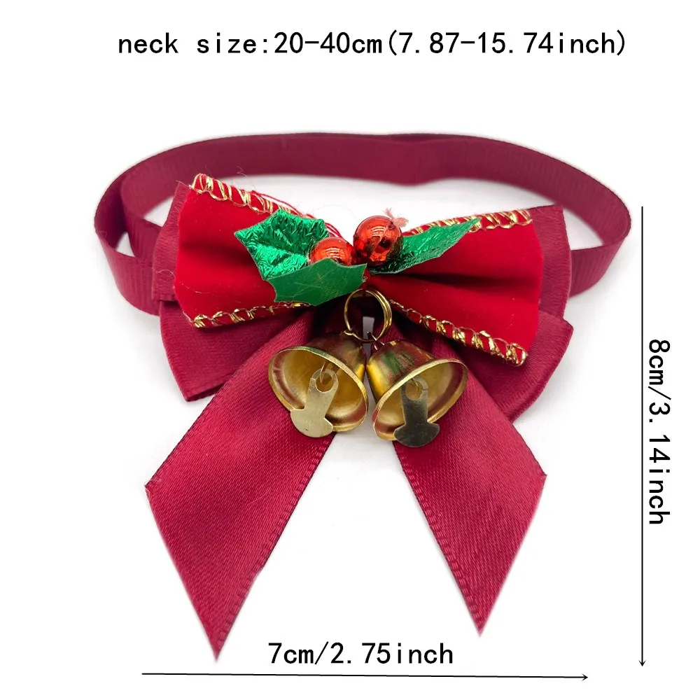 New Christmas Bell Style Pet Dog Cat Bow Ties Xmas Collars for Small Dog Puppy Bowknot Accessories Christmas Grooming Supplies