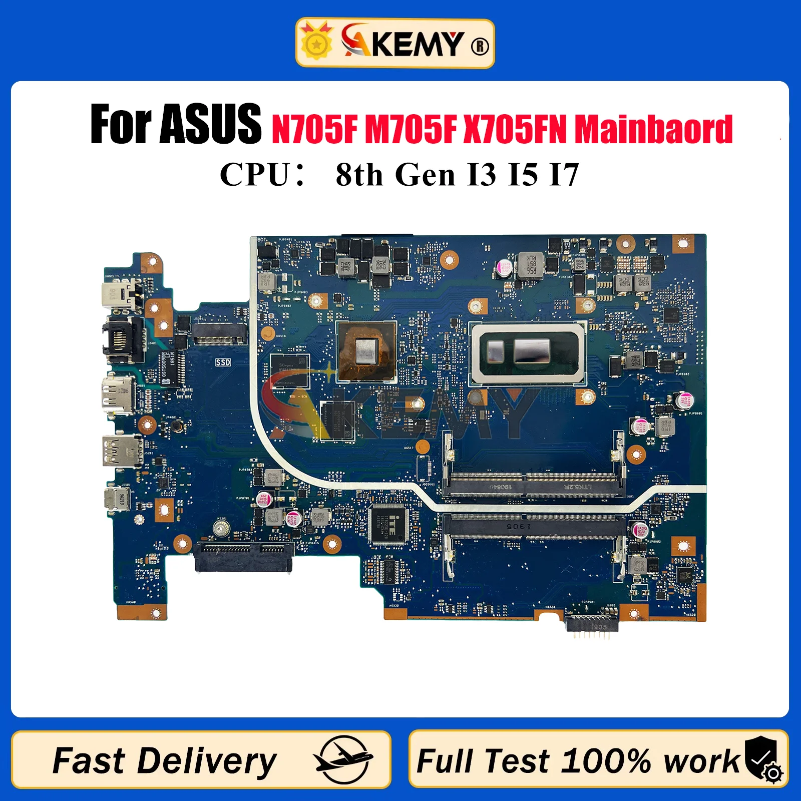 

X705FN Laptop Motherboard For ASUS VivoBook X705F N705F M705F X705FN Notebook Mainboard With I3 I5 I7 CPU tests OK fast shipping