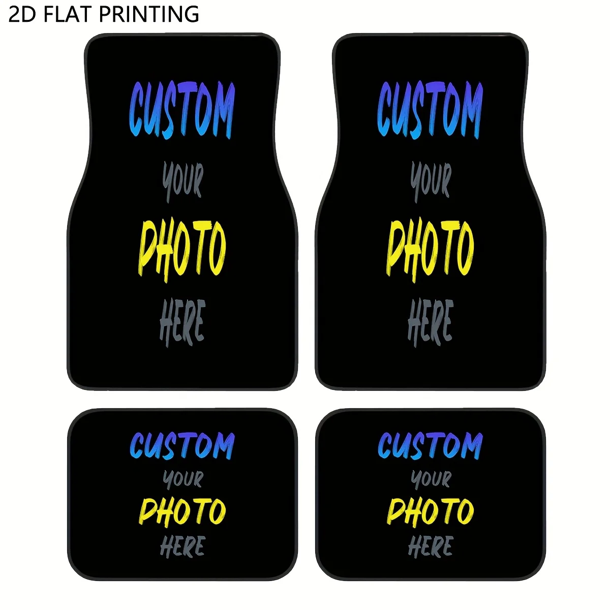 

4pcs Custom Photo/Text Car Floor Mats Set - Personalized With Your Picture & Text, Fit 95% Vehicles (Cars, SUVs, Vans) - Heavy-D