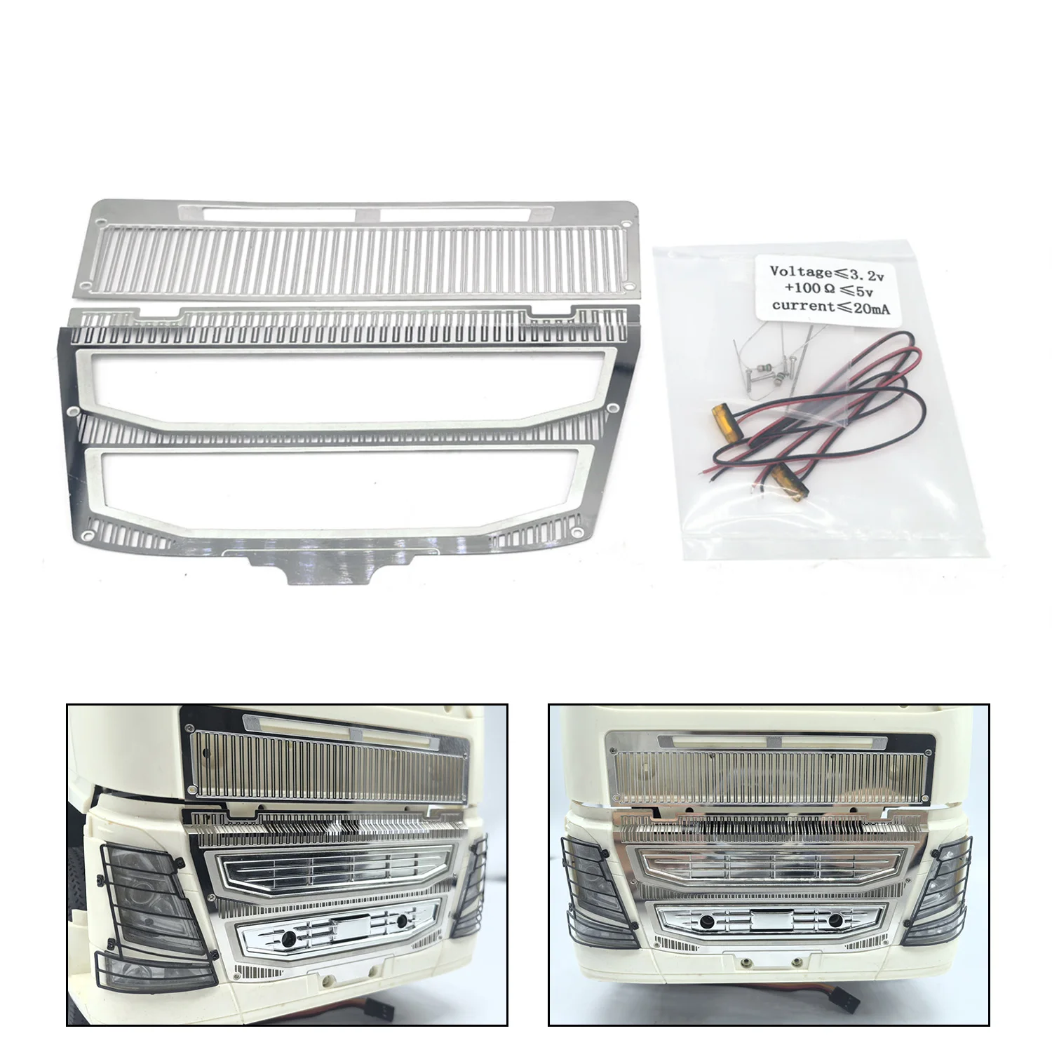 

Air Intake Hood 3V LED Light Spare For 1/14 TAMIYA RC Tractor Truck FH16 56375 Road Rescue Vehicle 56362 56360 DIY Installation