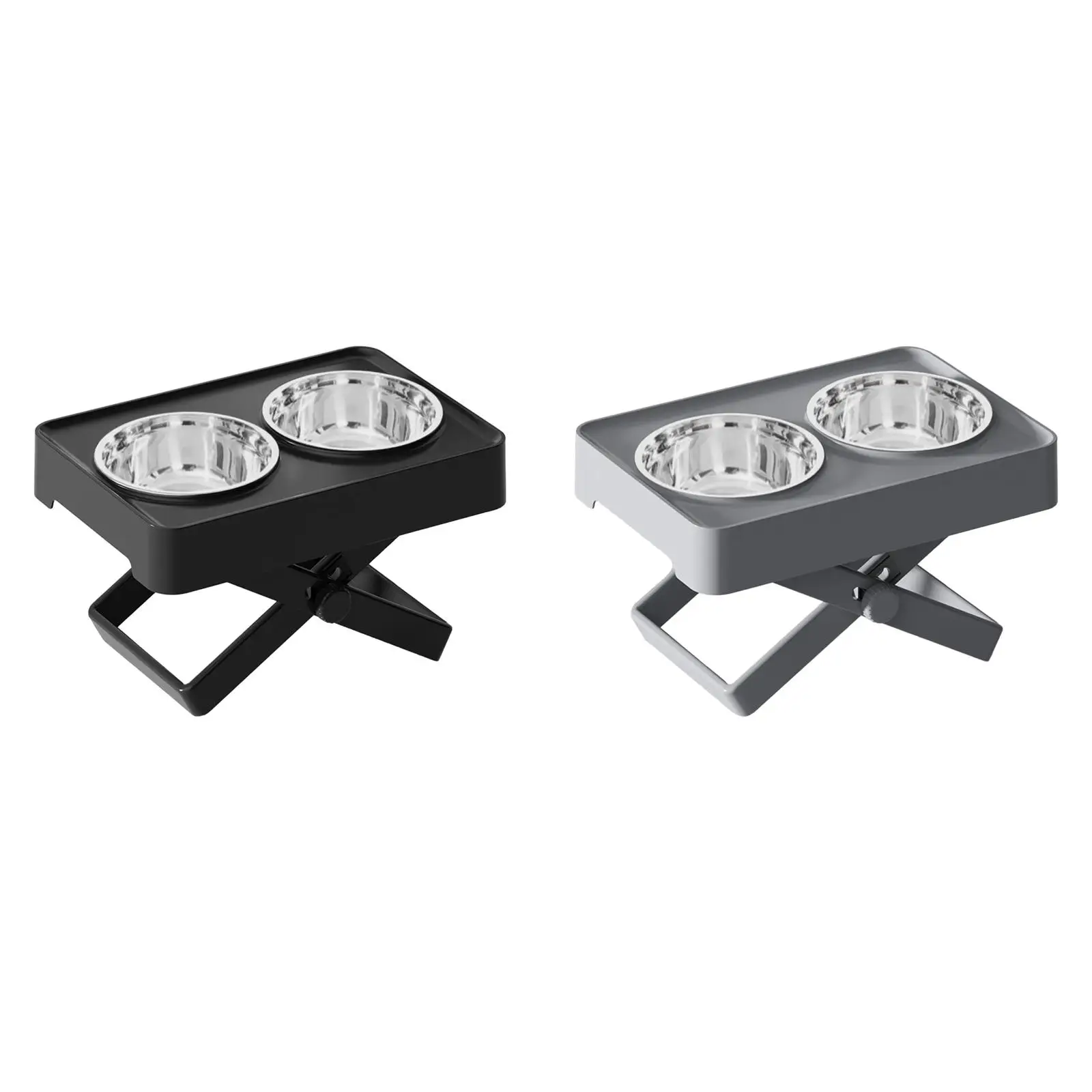 

Elevated Raised Dog Bowl Stand Dog Cat Feeder Stainless Steel Double Bowl Foldable Legs Sturdy Multipurpose Pet Supplies