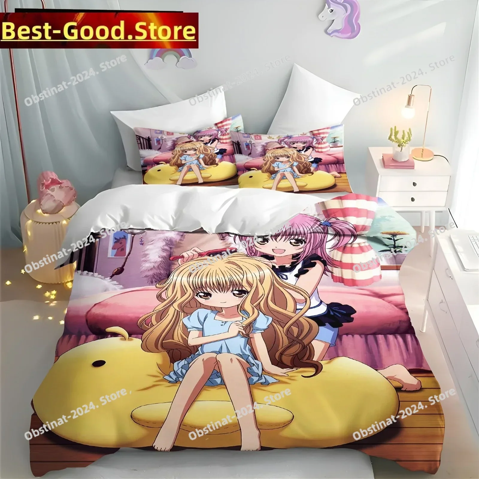 

Cartoon Shugo Chara Duvet Cover Children Hinamori Amu Bedding Set Printed single Comforter Pillow Case 3 Pieces Kids Adult Size