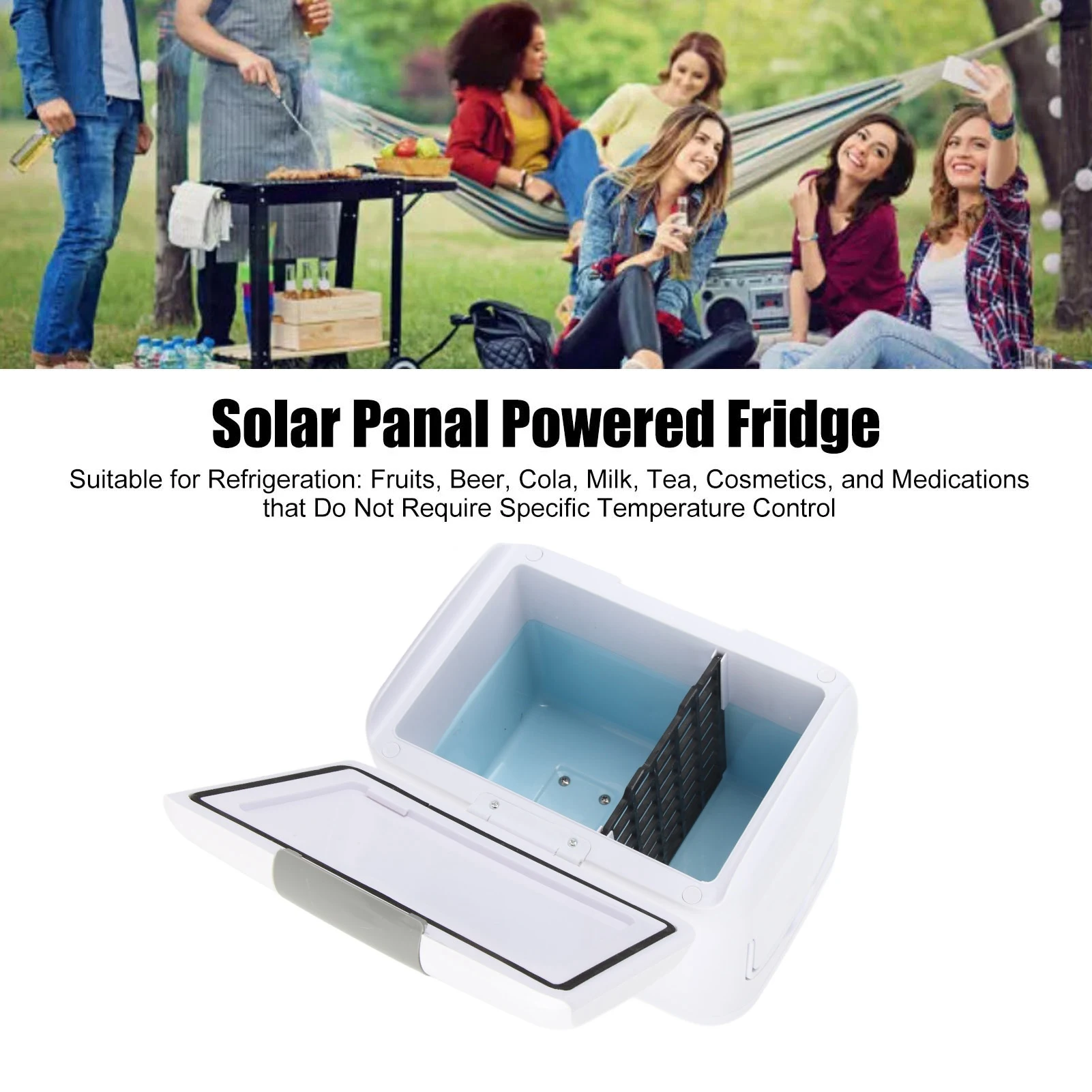 50W Solar Powered Fridge Solar Panel DC18V Solar Powered Refrigerator with Battery Box Connector Cable for Camping Outdoor Activ