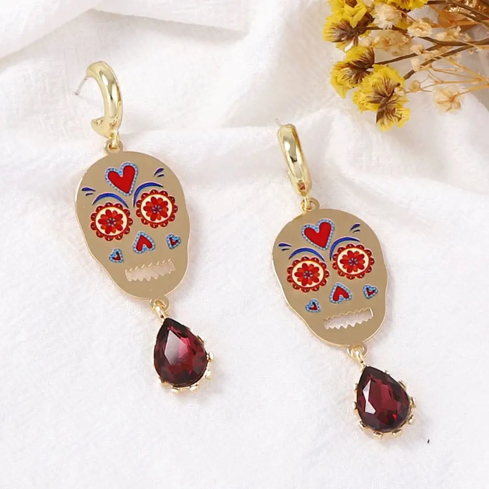 Панк-индивидуальный металлический кулон с черепом, ожерелье, литературный комплект ювелирных изделий, цепочка на ключицу, трендовые модные винтажные серьги на Хэллоуин