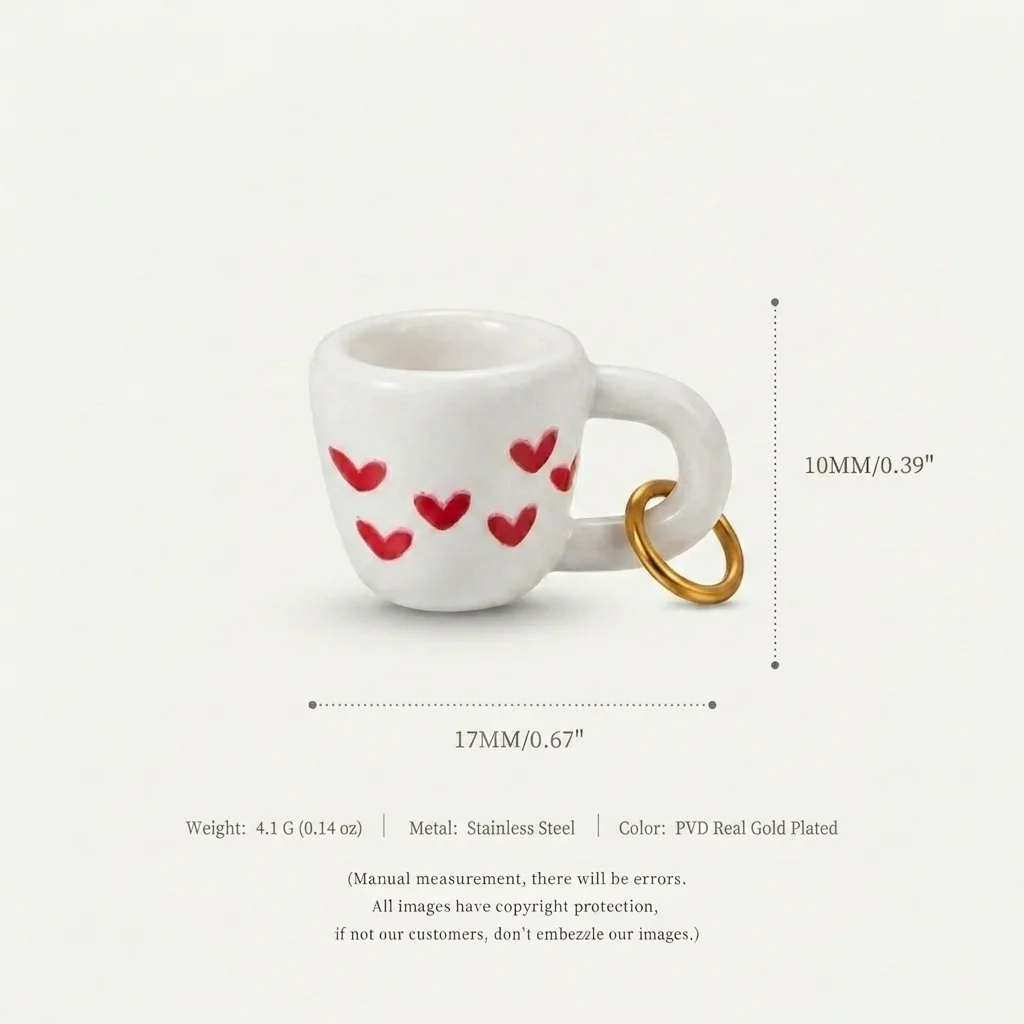 Modische und niedliche neue Cup-Serie Blumen-Liebes-Orangen-DIY-Anhänger für Schmuck – Detail 5