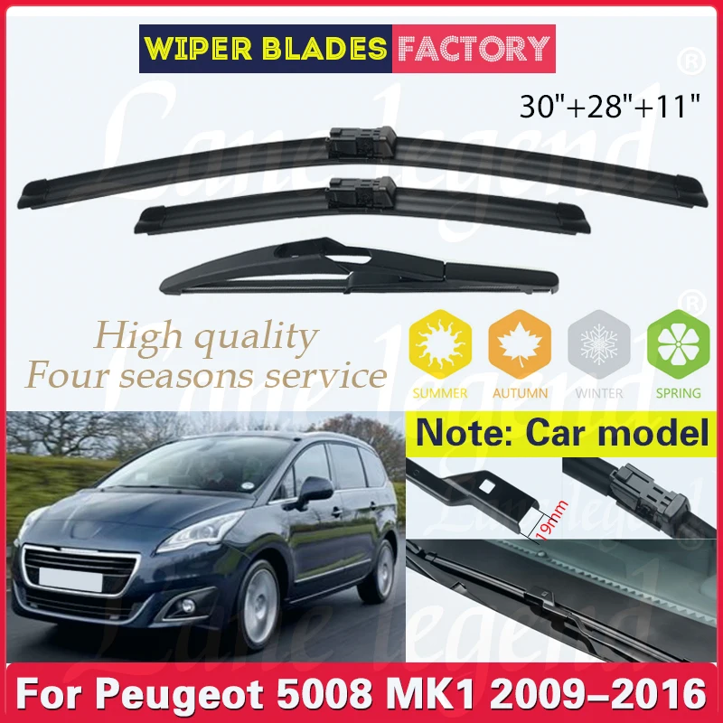 

Wiper LHD Front Rear Wiper Blades Set For Peugeot 5008 MK1 2009 - 2016 Windshield Windscreen Window Car Rain Brush 30"+28"+11"