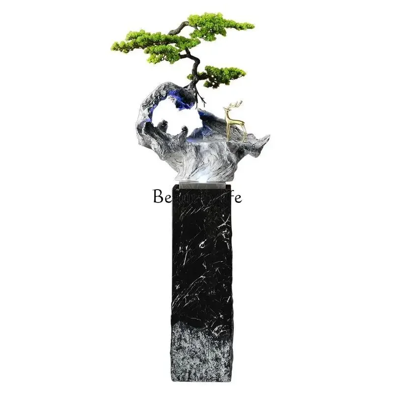 

FG17*Ornament New Chinese welcome pine Large floor-to-ceiling circulating water Living room porch Office decoration